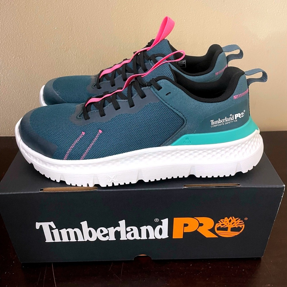 Timberland PRO Drivetrain Women Teal Pink Composite Safety Toe Work Shoes NEW‎